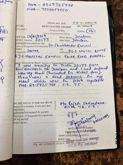 Man finds cockroach in Vande Bharat Express Meal IRCTC apologizes