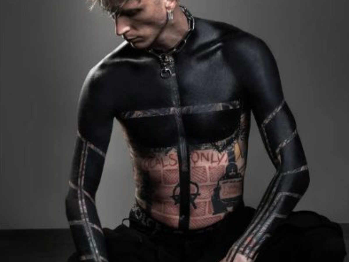 Confident man with muscular body tattooed on black background. AI Generated  28080908 Stock Photo at Vecteezy