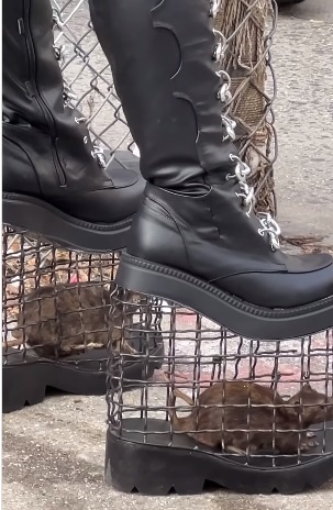 This strange video of a woman in rat cage heels has been viewed 107 million times