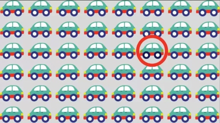 You can see green cars but you have to spot the strange one in an optical illusion with a high IQ