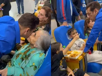 Fans Awestruck As Salman Khan Kisses Mom During CCL Match
