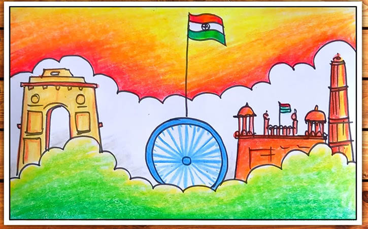Easy Drawing of Republic Day 2024 / How to Draw Republic Day Drawing / Republic  Day Poster Drawing - YouTube
