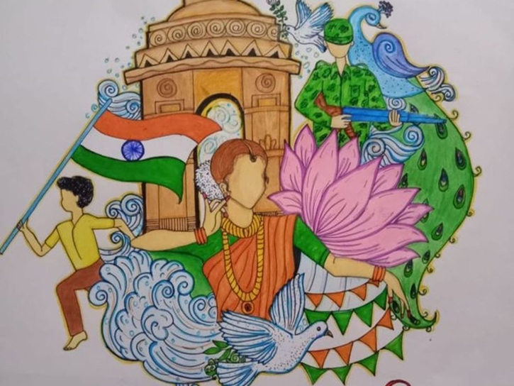 Indian republic day drawing | Easy Republic day drawing oil pastel - YouTube