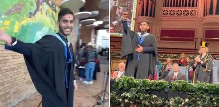 A Student Touches Her Teacher's Foot And Chants Jai Siya Ram During The UK's Convocation