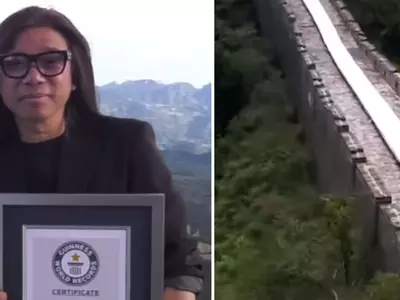 An Artist Creates The World's Longest Drawing On Top Of The Great Wall Of China