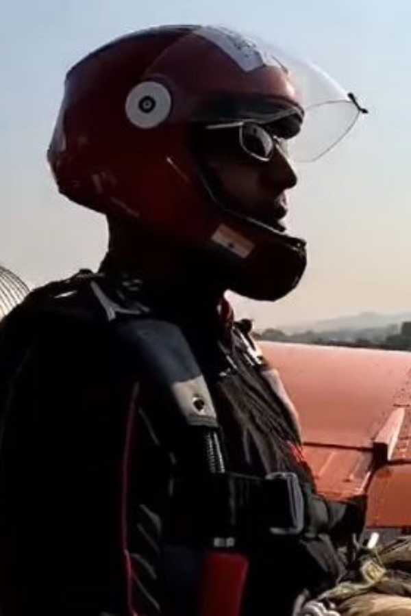 Former Navy officer parachutes under 'Jai Shree Ram' flag