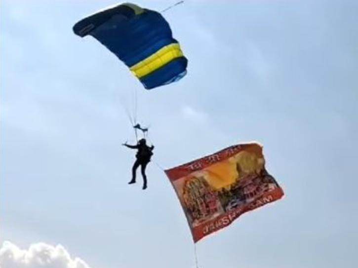 Former Navy officer parachutes under 'Jai Shree Ram' flag