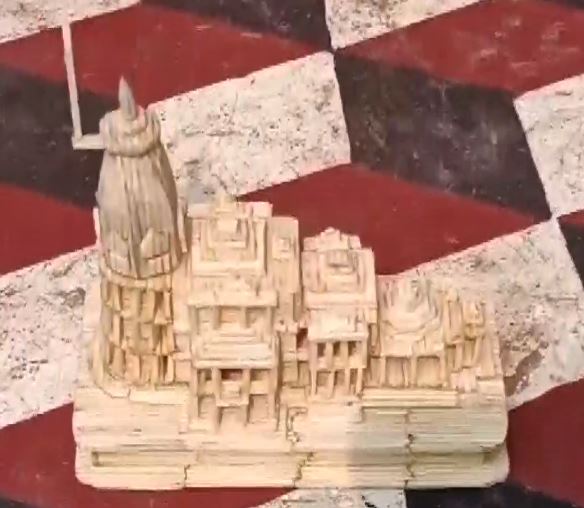 Saswat Ranjan, a sculptor from Odisha, created a duplicate of the Ayodhya Ram temple in Puri using matchsticks.