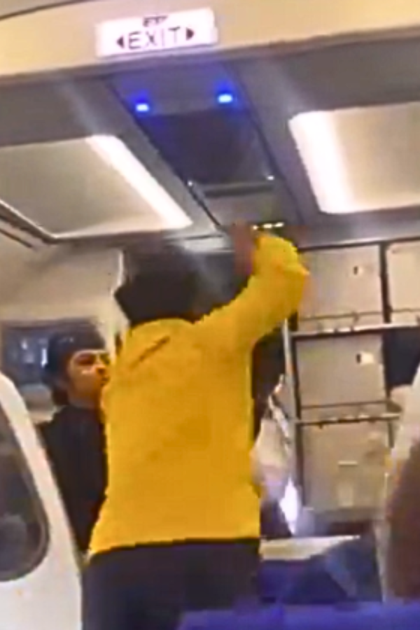 Screenshot of the video showing an IndiGo passenger assaulting the pilot on the flight (6E-2175) from Delhi to Goa. 