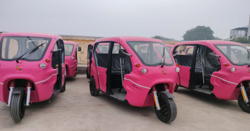The Department of Transportation presented the fleet of pink electric vehicles
