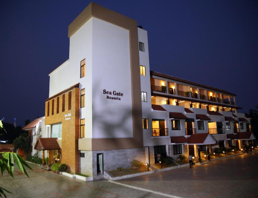 The main entrance of Seagate Holiday Home in Lakshadweep