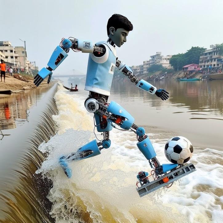 Students at a university in Bihar have developed a prototype robot that can clean rivers and play football