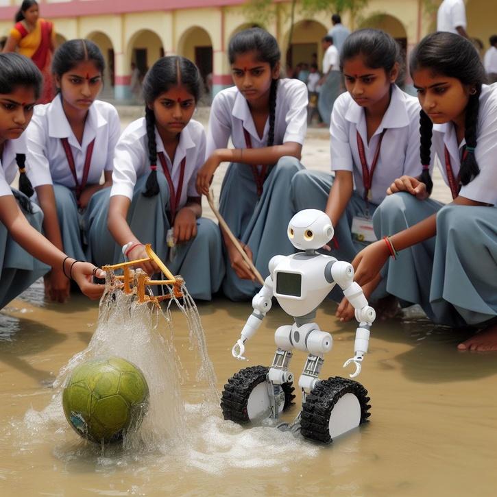 Students at a university in Bihar have developed a prototype robot that can clean rivers and play football