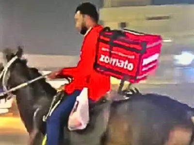 Zomato Agent Takes To Horse For Deliveries