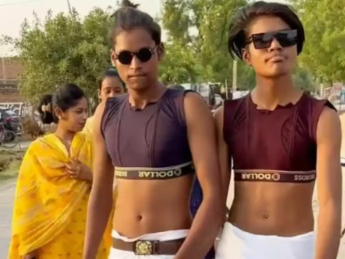 Boys wearing shorts as t-shirts roam on streets, people can't stop laughing 