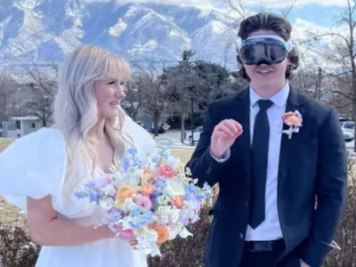 A Man Wears An Apple Vision Pro To A Wedding, A Bride's Reaction Is Priceless