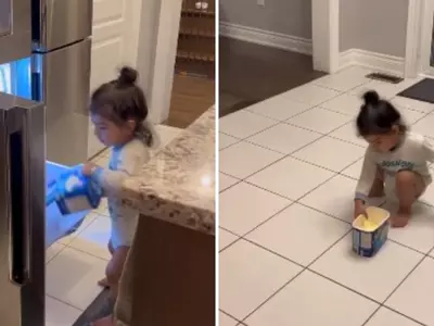 A Video Of A Toddler Running With An Ice Cream Tub Went Viral With 157 Million Views