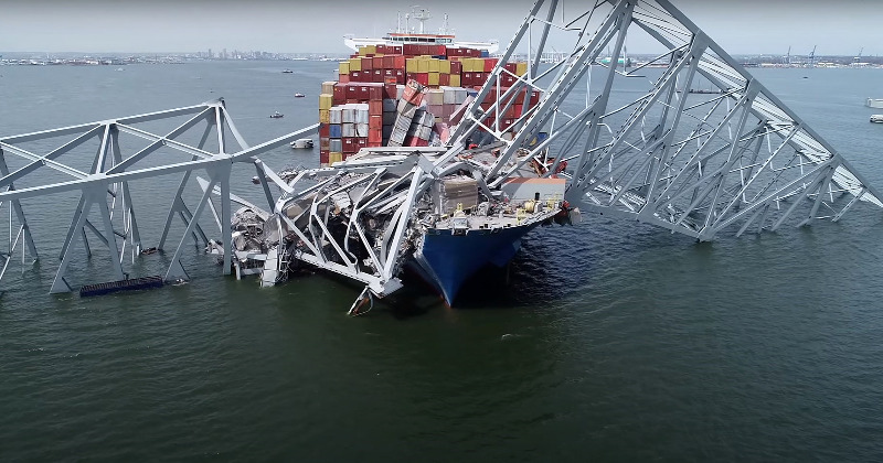 Vehicles Fall In Water As Part Of Baltimore's Key Bridge Collapses ...