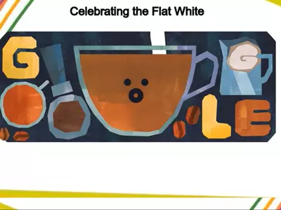 Google Doodle Celebrating the Flat White Coffee