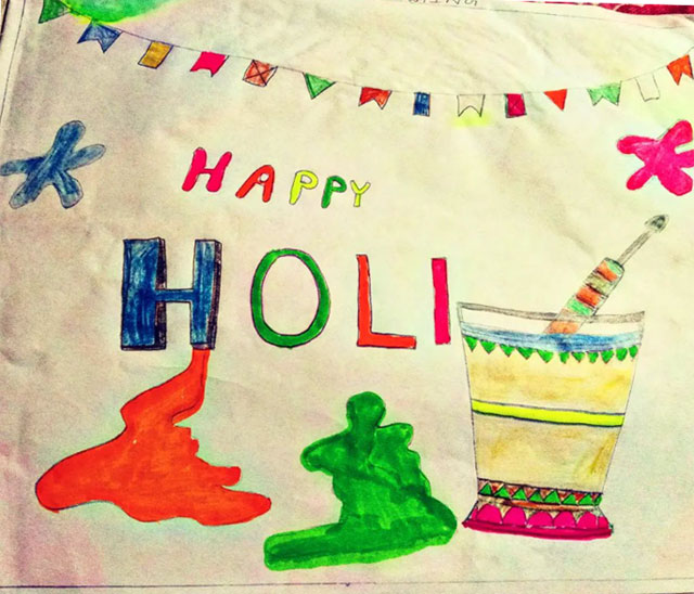 Holi festival drawing easy and Beautiful | Happy Holi Drawing | Holi  drawing easy step by step | | Holi drawing, Happy holi, Holi festival