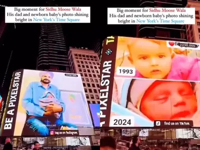 Sidhu Moosewala's Baby Brother And Father On Times Square Billboard, Video Goes Viral