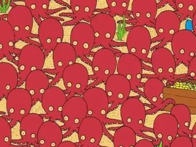 Optical Illusion: Find The Hidden Fish Among Red Octopuses In 10 Seconds