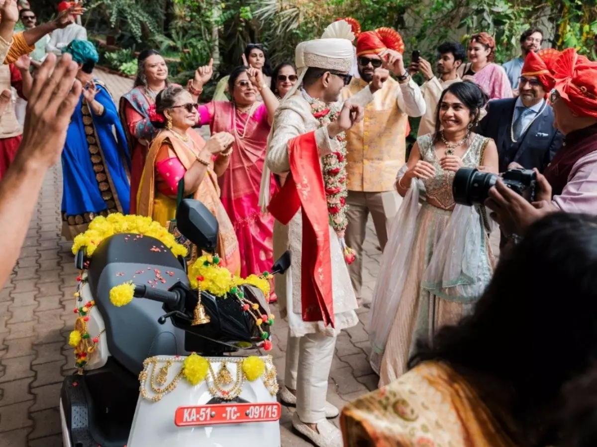 Bengaluru Groom Makes Wedding Entrance On E-Scooter