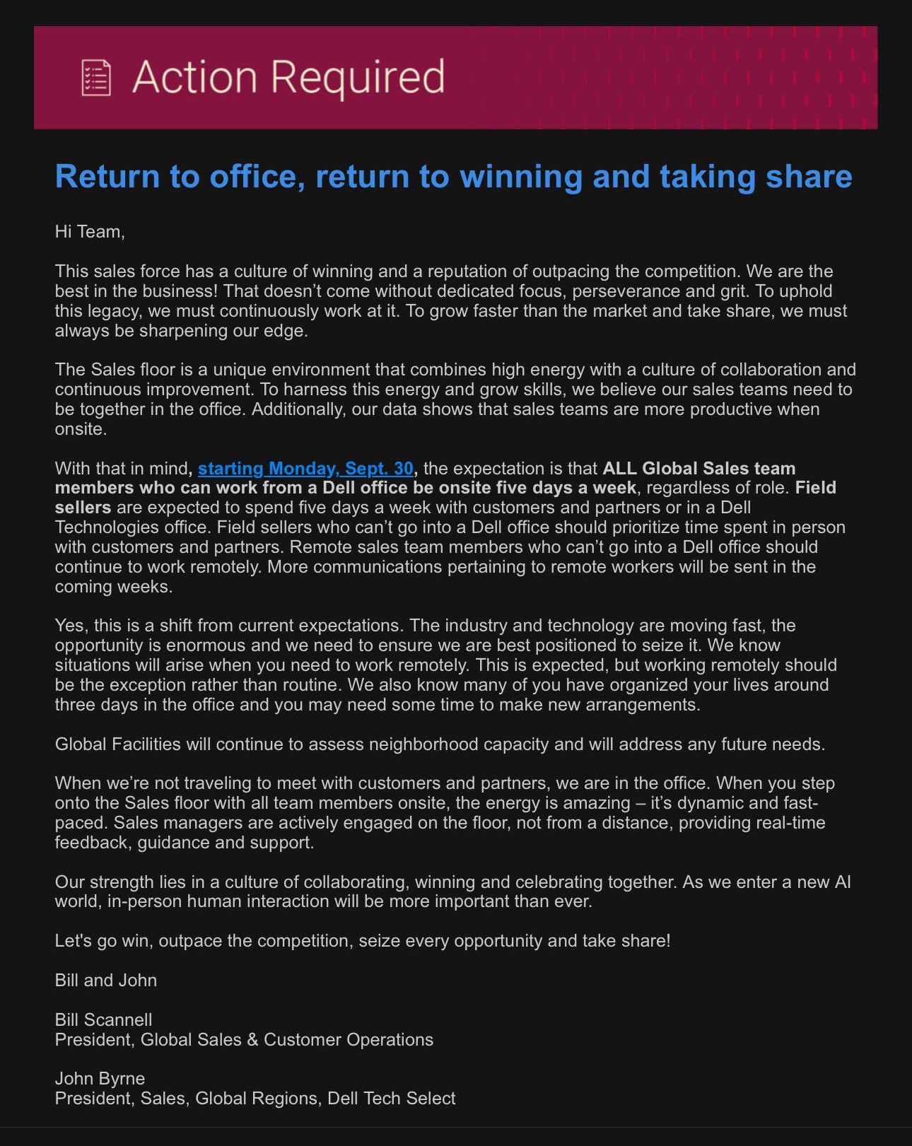 Dell's returntooffice mail sparks employee outcry 'If they have the