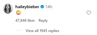 Hailey Bieber reacts to Justin Bieber’s thirst trap