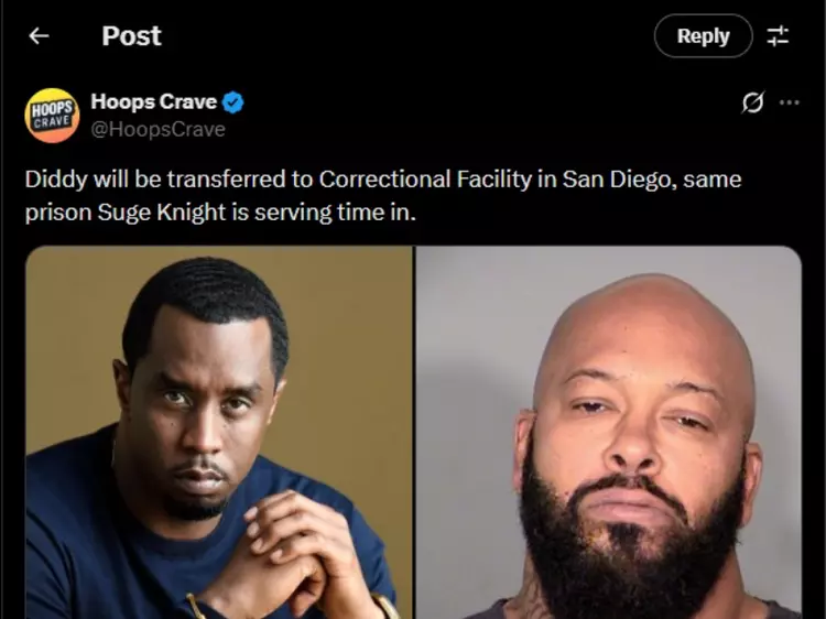 Viral post claims Diddy to be transferred to Suge Knight Viral post claims Diddy to be transferred to Suge Knight