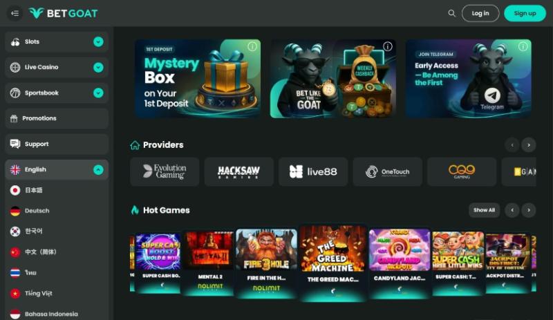 Interface du Casino SG