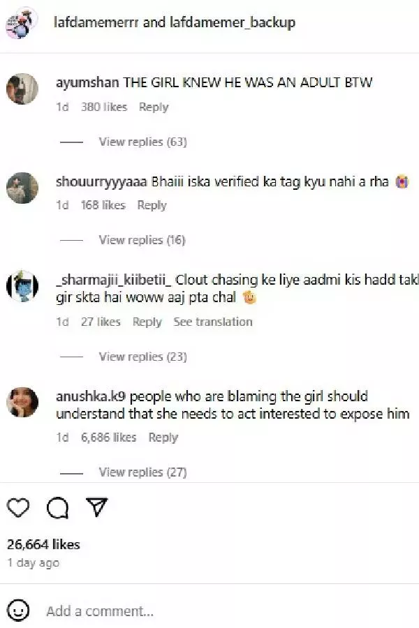 Prateek fans slam Lafda Memer, call it all ‘fake' | Credit: Instagram/lafdamemerr Prateek fans slam Lafda Memer, call it all ‘fake' | Credit: Instagram/lafdamemerr