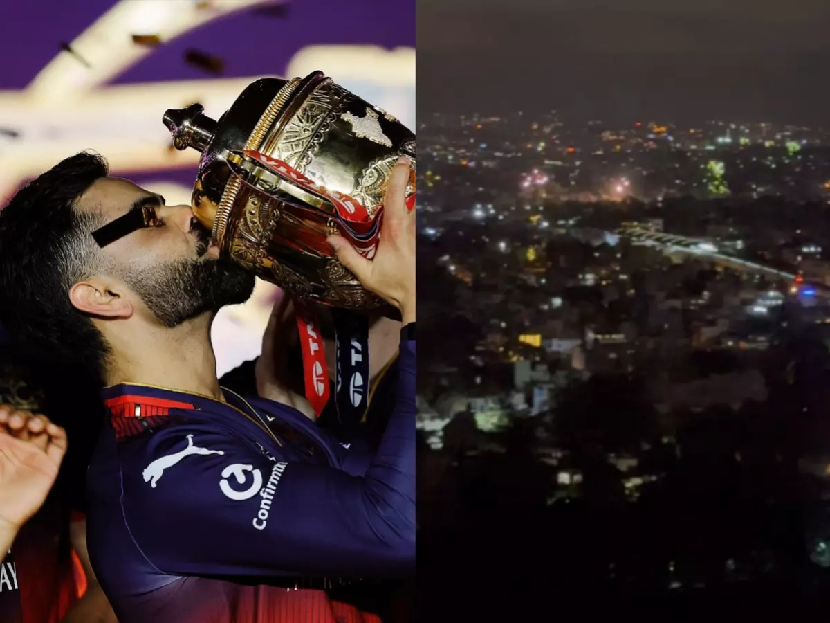 Bengaluru erupts in fireworks as RCB clinch IPL 2025 trophy; Dinesh Karthik, Faf du Plessis join online?celebrations Bengaluru erupts in fireworks as RCB clinch IPL 2025 trophy; Dinesh Karthik, Faf du Plessis join online?celebrations