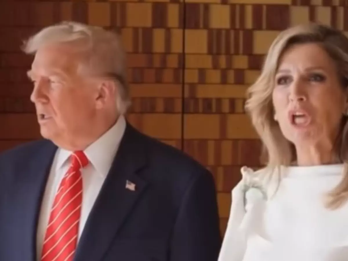 Queen Maxima of Netherlands caught mimicking Donald Trump's expression | Credit: Instagram | @yallgreatyet Queen Maxima of Netherlands caught mimicking Donald Trump's expression | Credit: Instagram | @yallgreatyet