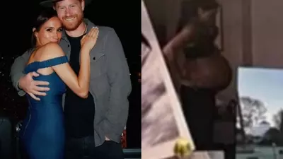 Looks like bad photoshop': Meghan Markle's 'love story' anniversary post for Prince Harry sparks 'fake baby' bump conspiracy