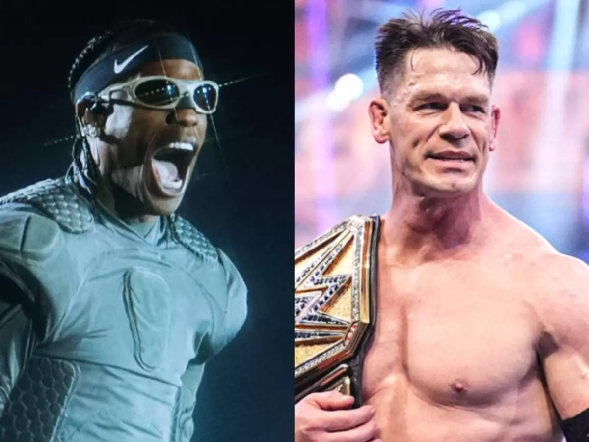 scottcena-682d7cbd9c3b5 Travis Scott (L) may help John Cena at SNME. | Credit: Instagram/WWE