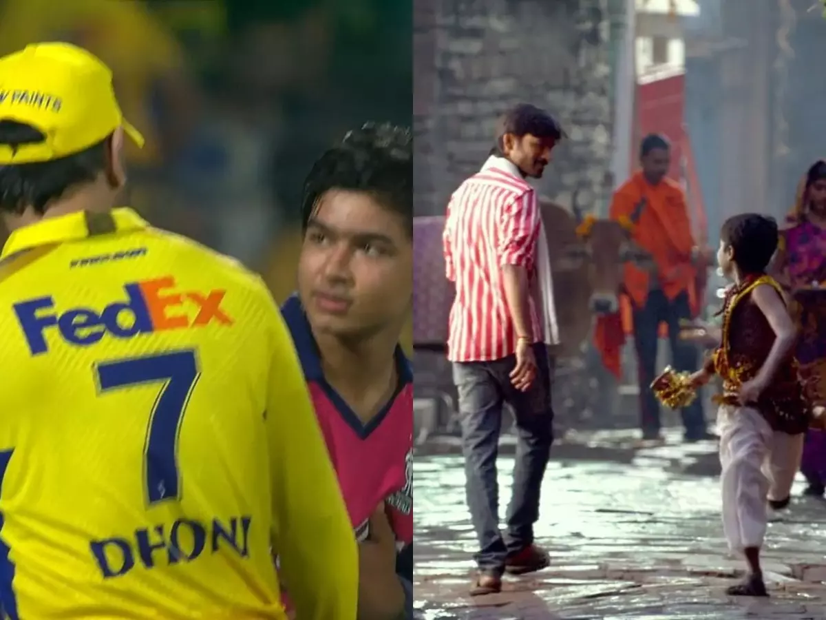 Vaibhav touches Dhoni¡¯s feet, internet sees Raanjhanaa moment Vaibhav touches Dhoni¡¯s feet, internet sees Raanjhanaa moment