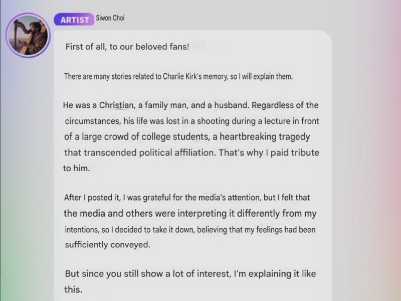 Choi Siwon defends his Charlir Kirk tribute after backlash