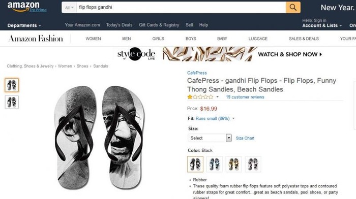 Amazon US: Lesson not learned? After Tricolour doormats, Amazon US now  offers 'Gandhi flip-flops' - Times of India