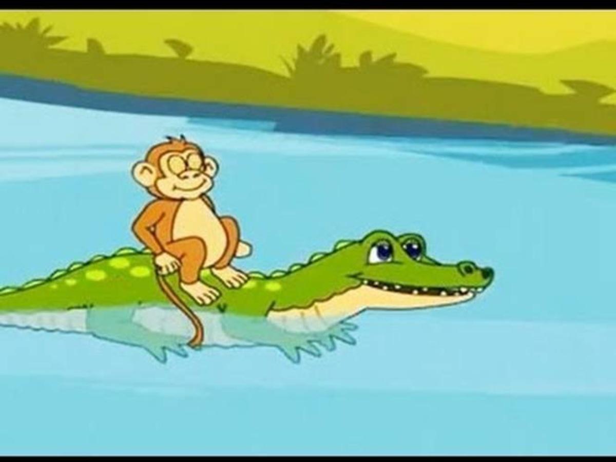 Panchatantra Tales In Hindi Bandar Aur Magarmach Animated Story For Kids |  Moral Story (Kahani)