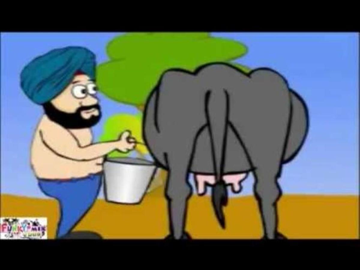 Hindi Jokes ,Funny Santa Banta Joke - Milking Cow