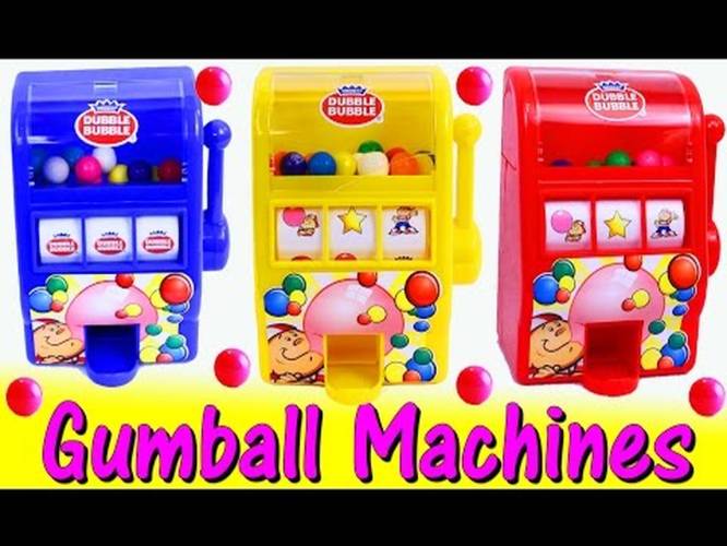 GUMBALL MACHINES Toys Dubble Bubble Red, Yellow & Blue Bubble Gum Toys ...