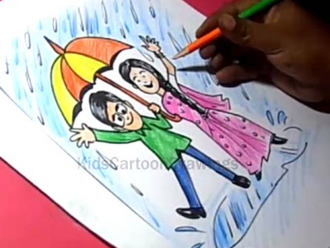 rainy season girl with umbrella 