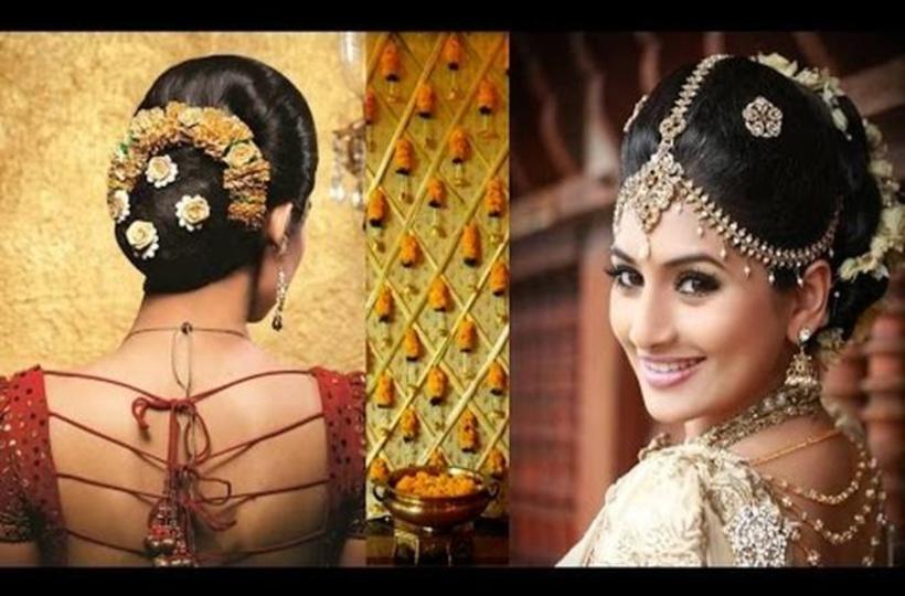 South Indian Bridal Makeup And Hairstyle Tutorial |Simple Bridal Bun  Hairstyle &Makeup For Reception