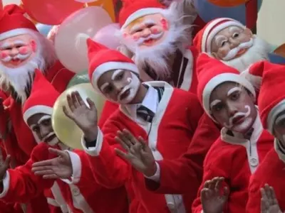 indian kids dressed as santa