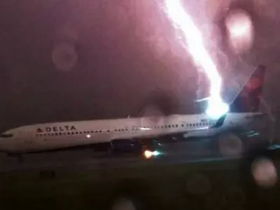 Plane being stuck by Lightening