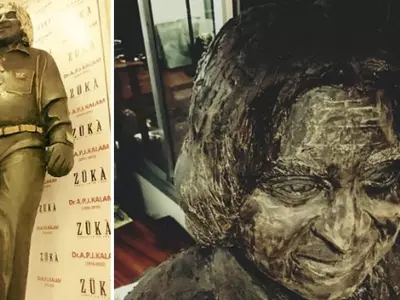 Made Entirely Of Chocolate, This Boutique Made A 6 Feet Tall Statue Of Kalam That Weighs 400 KG