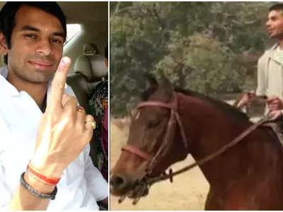 Lalu Yadav's Son Solves Pollution Problem, Rides Horse To His Official Residence!