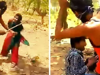 Jharkhand goons beating up a couple