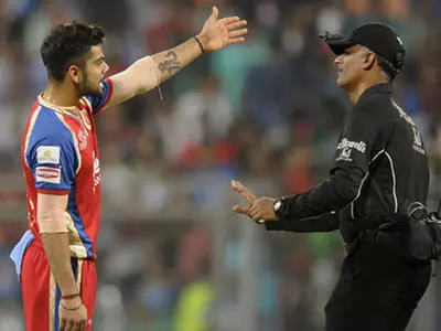 Kohli in an argument with an umpire